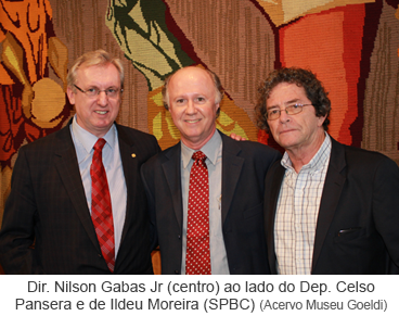 Dir. Nilson Gabas Jr (centro) ao lado do Dep. Celso Pansera e de Ildeu Moreira (SPBC)